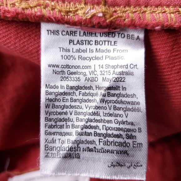 Cotton-On Jeans Womens 2 Red Wide Leg Raw Hem Casual Trendy Streetwear Boho Y2K - Picture 11 of 13
